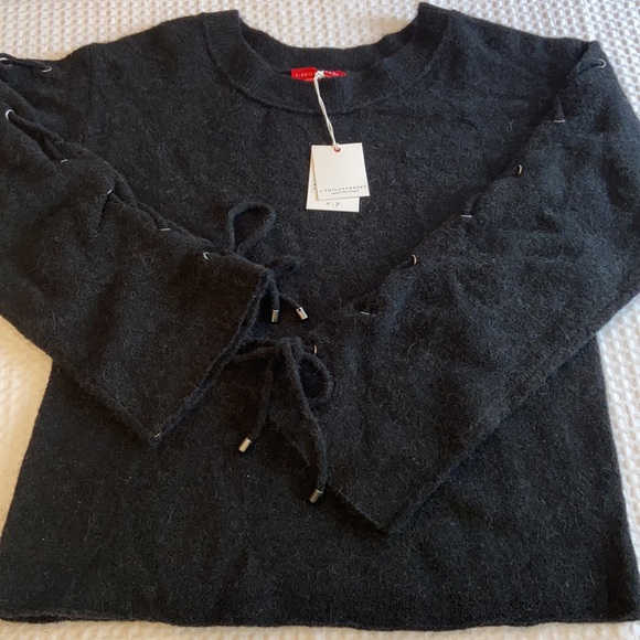 NEW! $228 n:PHILANTHROPY Amy Lace-Up Sleeve Sweater Black Cat Size Small - Picture 5 of 9